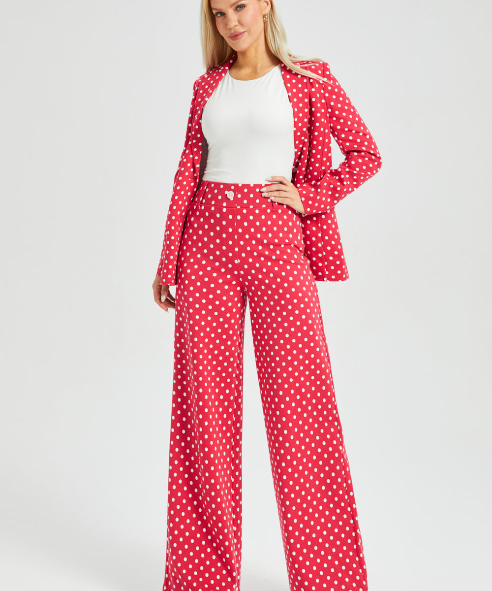 Classic High-Waist DPYP™ Dress Pant Yoga Pants | Wide (Red White Dot)