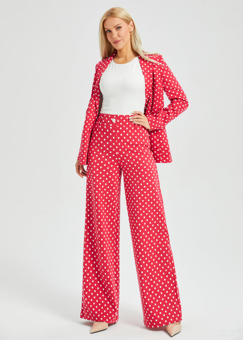 PRESALE ⏰ Classic High-Waist DPYP™ Dress Pant Yoga Pants | Wide (Red White Dot)