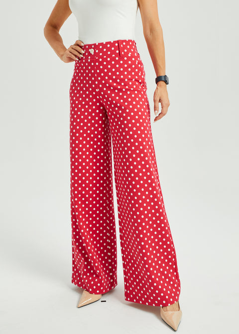 PRESALE ⏰ Classic High-Waist DPYP™ Dress Pant Yoga Pants | Wide (Red White Dot)