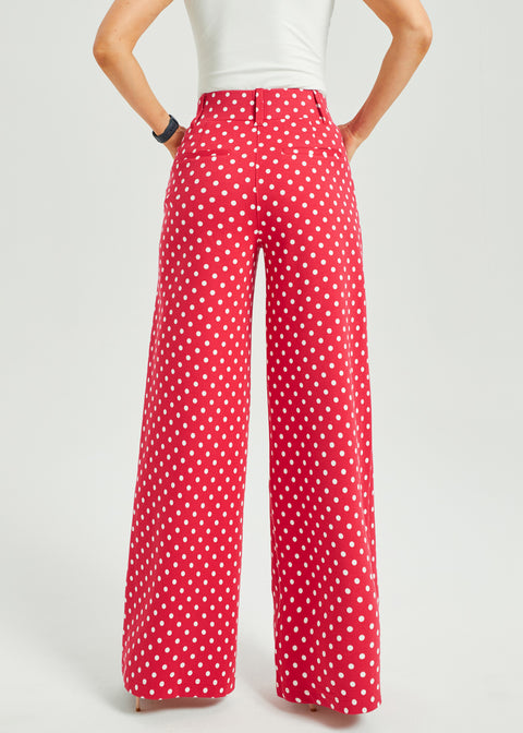 Classic High-Waist DPYP™ Dress Pant Yoga Pants | Wide (Red White Dot)