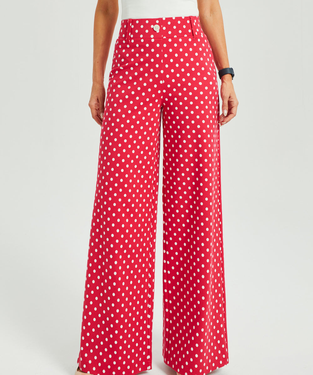 Classic High-Waist DPYP™ Dress Pant Yoga Pants | Wide (Red White Dot)
