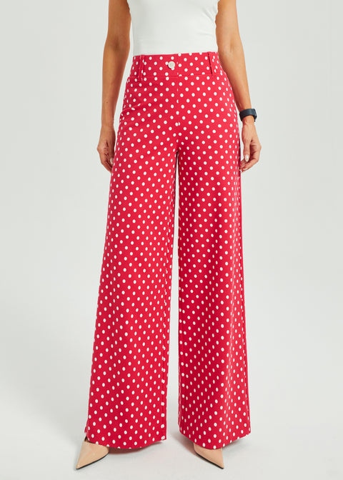 Classic High-Waist DPYP™ Dress Pant Yoga Pants | Wide (Red White Dot)