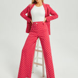 Classic High-Waist DPYP™ Dress Pant Yoga Pants | Wide (Red White Dot)