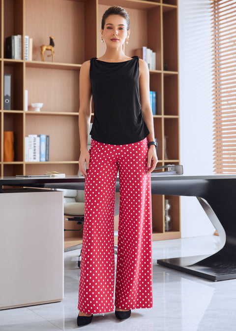 Classic High-Waist DPYP™ Dress Pant Yoga Pants | Wide (Red White Dot)