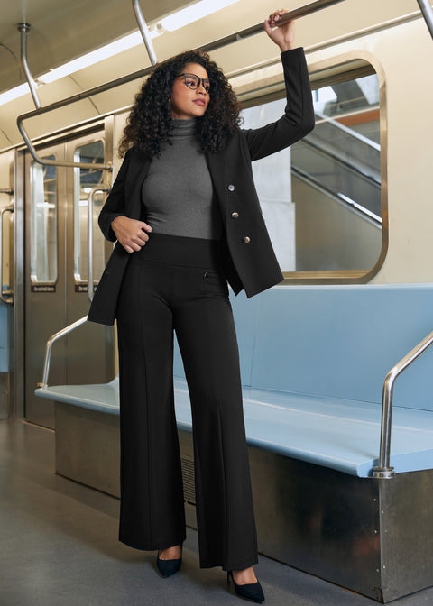 Power Down DPYP™ Dress Pant Yoga Pants | Wide (Black)