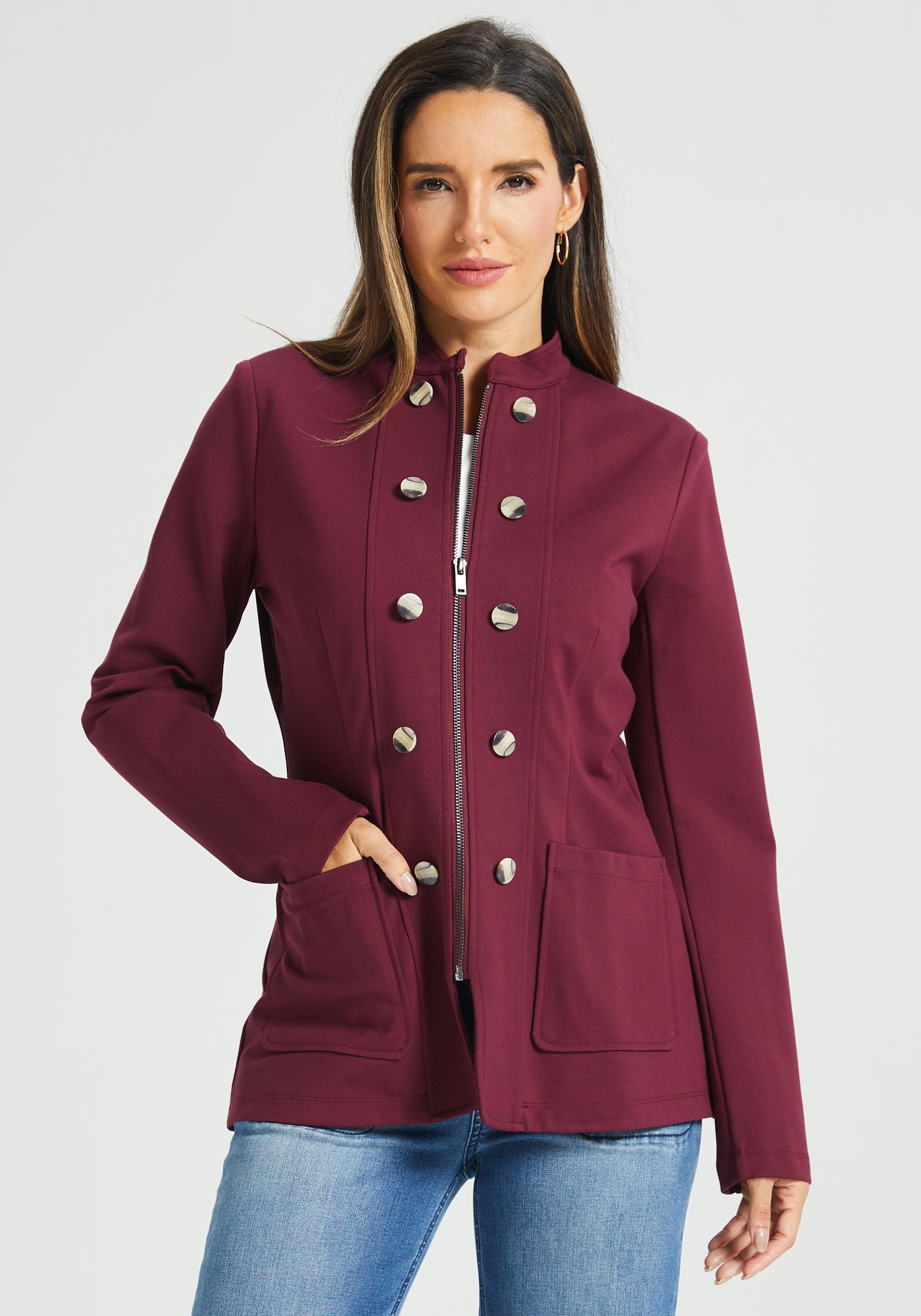 Military Zip Jacket Stretch Ponte
