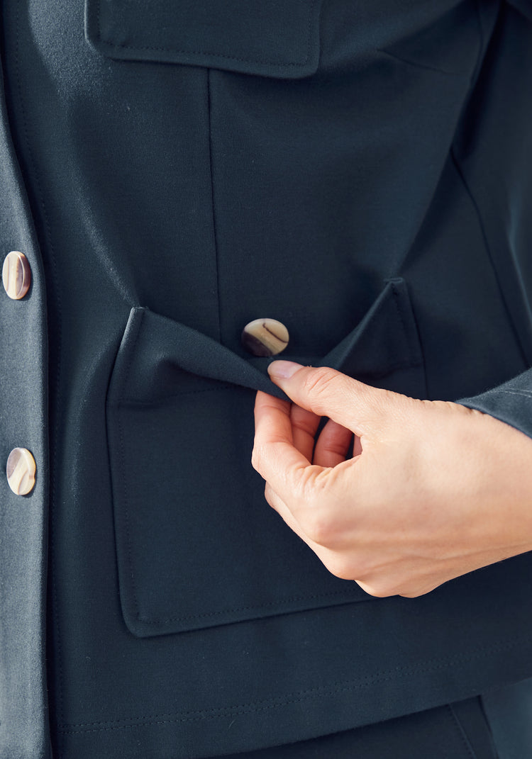 Collarless Jacket (Navy)
