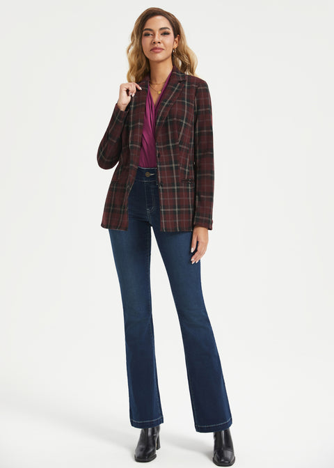 Classic Blazer | Knit Jacquard (Burgundy Plaid)