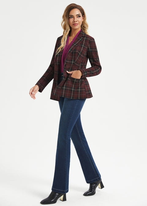 Classic Blazer | Knit Jacquard (Burgundy Plaid)