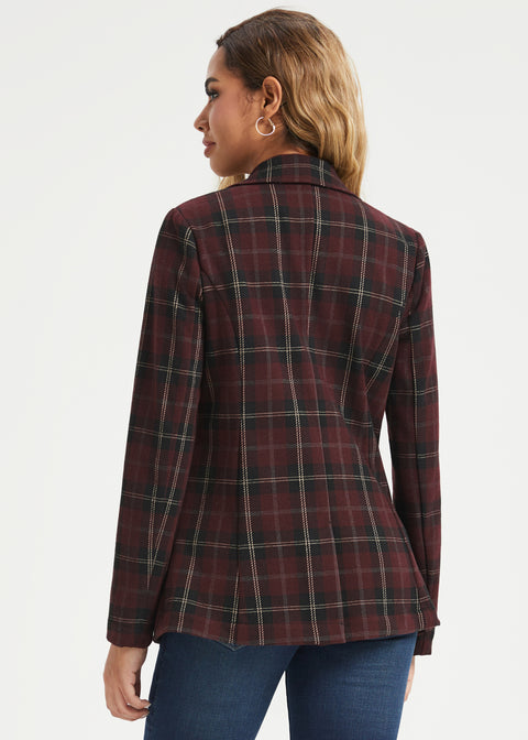 Classic Blazer | Knit Jacquard (Burgundy Plaid)