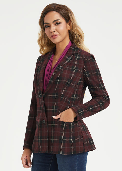 Classic Blazer | Knit Jacquard (Burgundy Plaid)