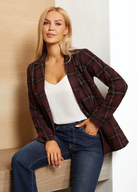 Classic Blazer | Knit Jacquard (Burgundy Plaid)