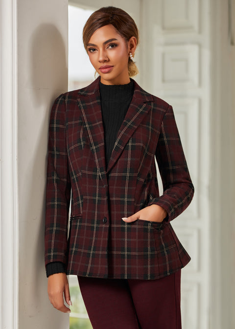 Classic Blazer | Knit Jacquard (Burgundy Plaid)