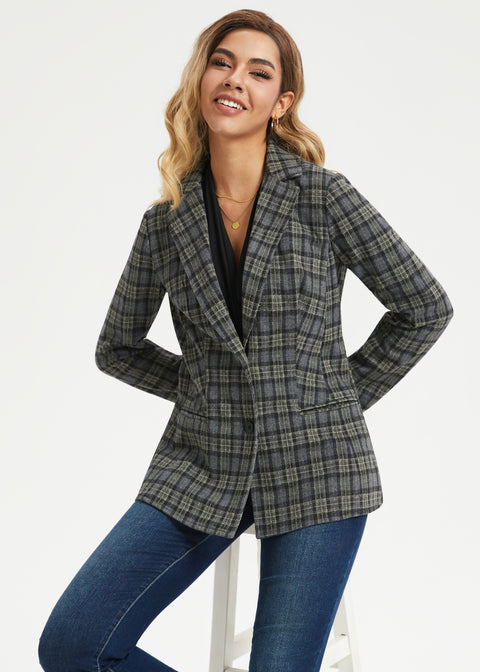 Classic Blazer | Knit Jacquard (Charcoal Plaid)