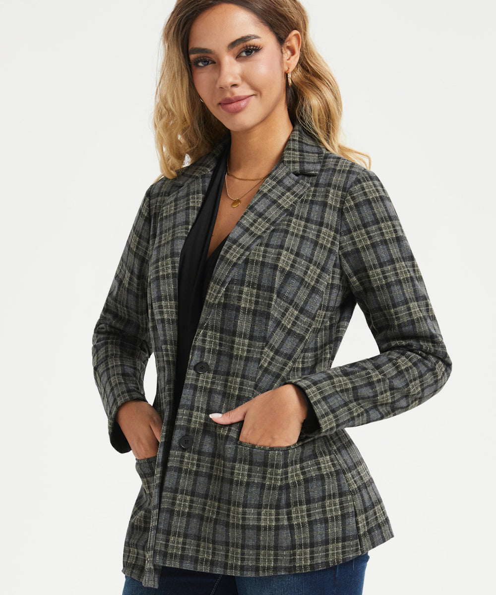 Classic Blazer | Knit Jacquard (Charcoal Plaid) - Final Sale