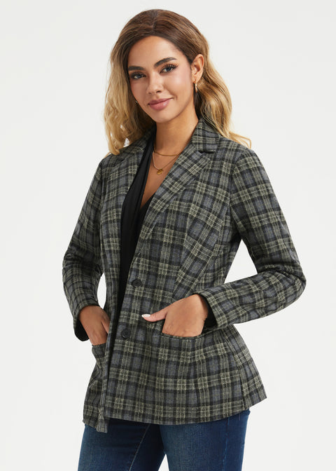 Classic Blazer | Knit Jacquard (Charcoal Plaid)