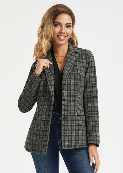 Classic Blazer | Knit Jacquard (Charcoal Plaid)