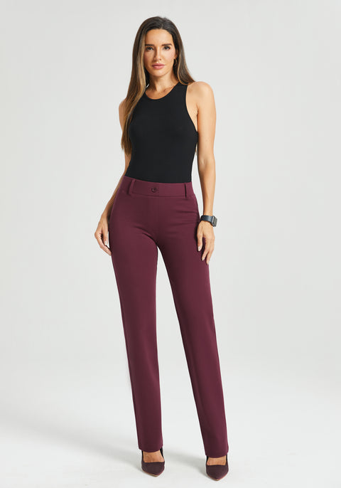 ⏰ PRESALE | Classic Dress Pant Yoga Pant | Straight (Burgundy)