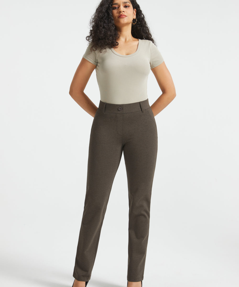 PRESALE ⏰ Classic DPYP™ Dress Pant Yoga Pants | Straight (Heather Brown)