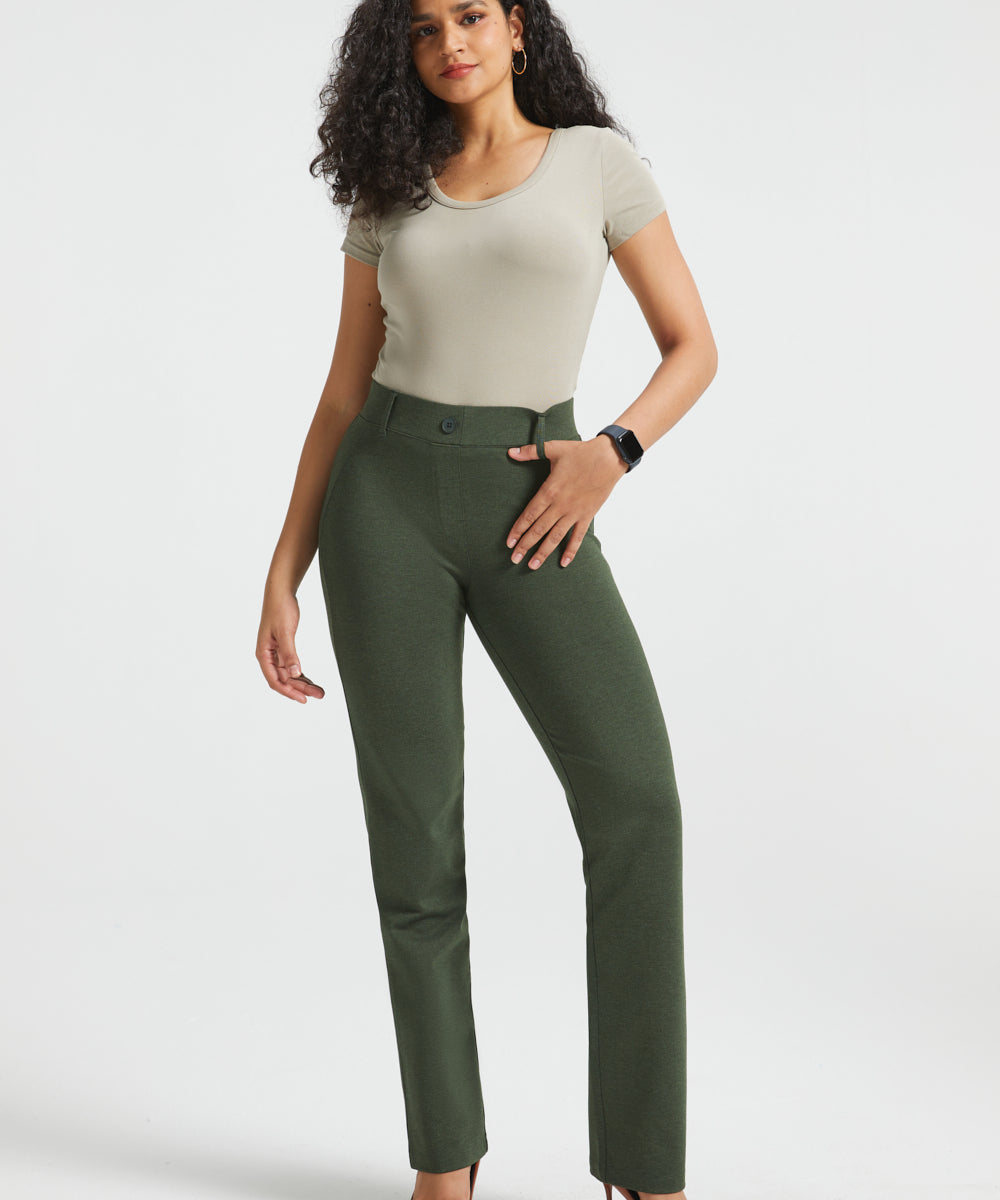 PRESALE ⏰ Classic DPYP™ Dress Pant Yoga Pants | Straight (Heather Olive)