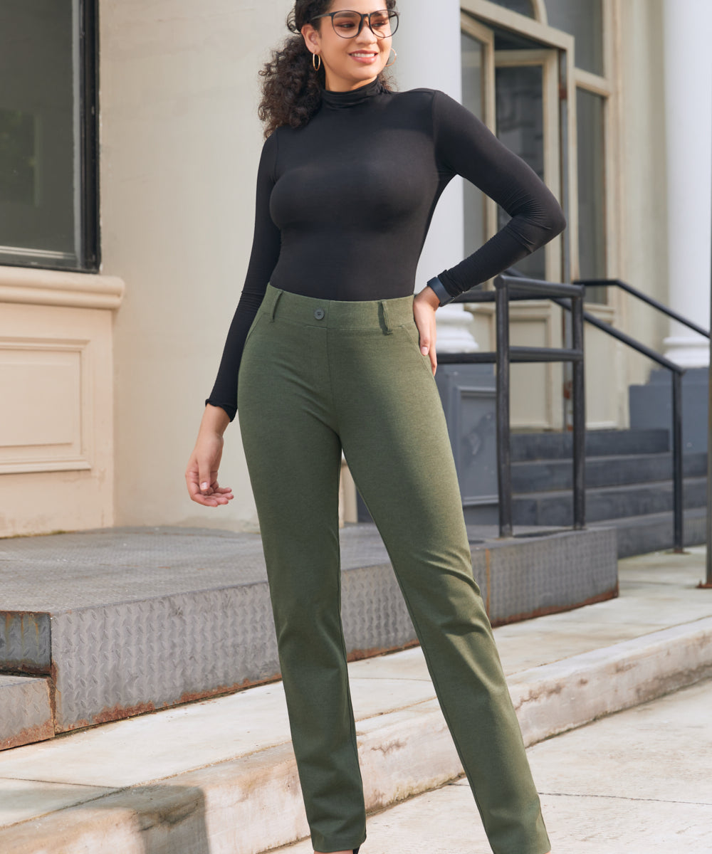 PRESALE ⏰ Classic DPYP™ Dress Pant Yoga Pants | Straight (Heather Olive)