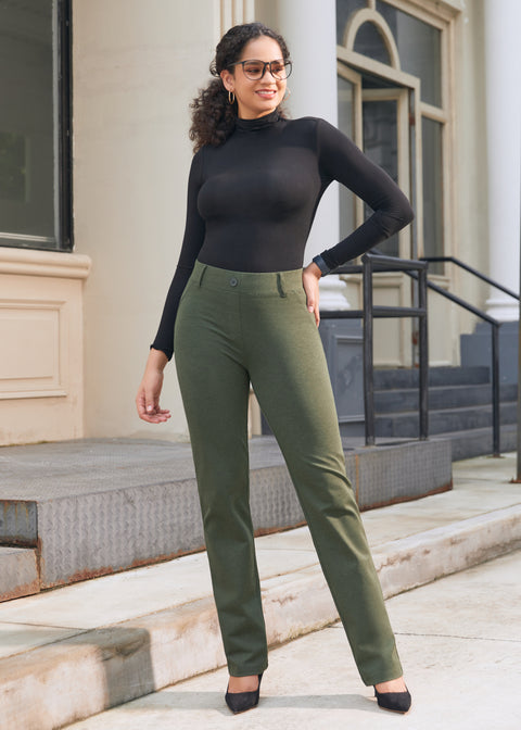 PRESALE ⏰ Classic DPYP™ Dress Pant Yoga Pants | Straight (Heather Olive)
