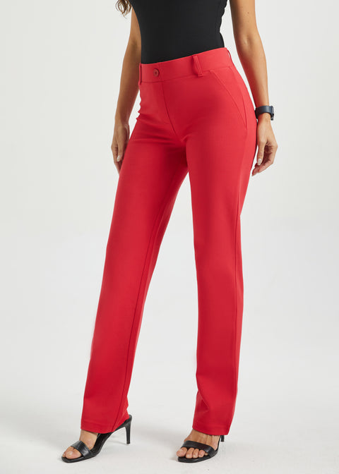 Classic DPYP Dress Pant Yoga Pant | Straight (Red) | S / Petite (30 Inches) Classic DPYP Dress Pant Yoga Pant | Straight (Red) | S / Petite (30 Inches)
