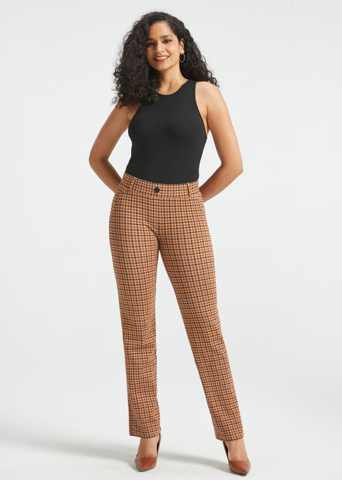 PRESALE ⏰ 7-Pocket DPYP™ Dress Pant Yoga Pants | Straight (Camel Mini Houndstooth)