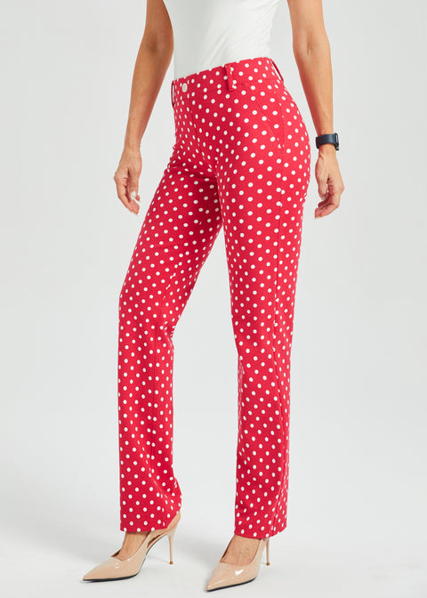 Classic DPYP™ Dress Pant Yoga Pant | Straight (Red White Dot)