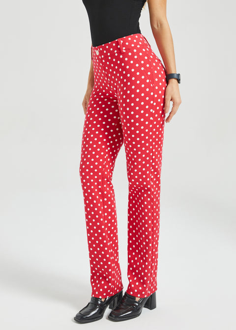 Classic DPYP™ Dress Pant Yoga Pant | Straight (Red White Dot)