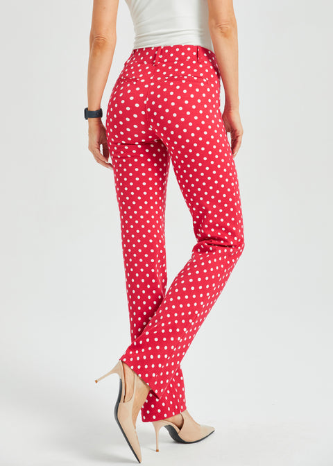 Classic DPYP™ Dress Pant Yoga Pant | Straight (Red White Dot)