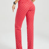 Classic DPYP™ Dress Pant Yoga Pant | Straight (Red White Dot)