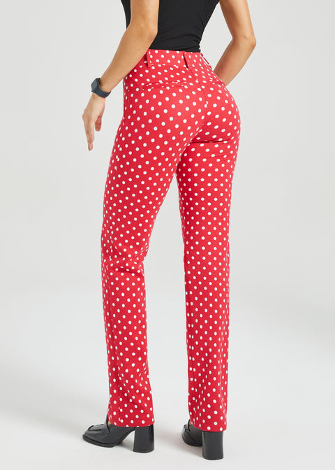 Classic DPYP™ Dress Pant Yoga Pant | Straight (Red White Dot)