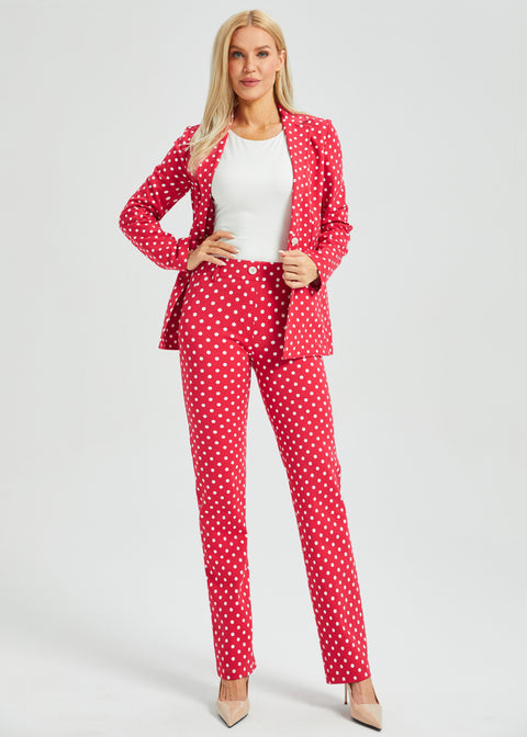 Classic DPYP™ Dress Pant Yoga Pant | Straight (Red White Dot)