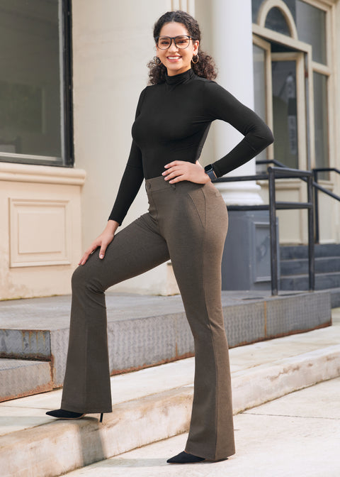 PRESALE ⏰ Classic DPYP™ Dress Pant Yoga Pants | Bootcut (Heather Brown)