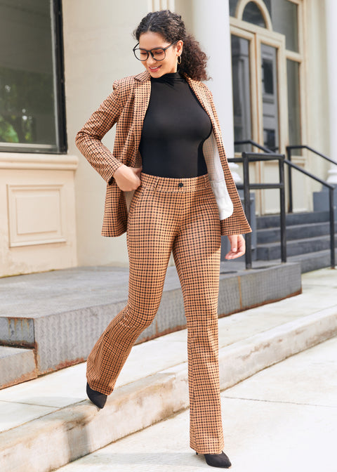 PRESALE ⏰ Classic DPYP™ Dress Pant Yoga Pant | Bootcut (Camel Mini Houndstooth)