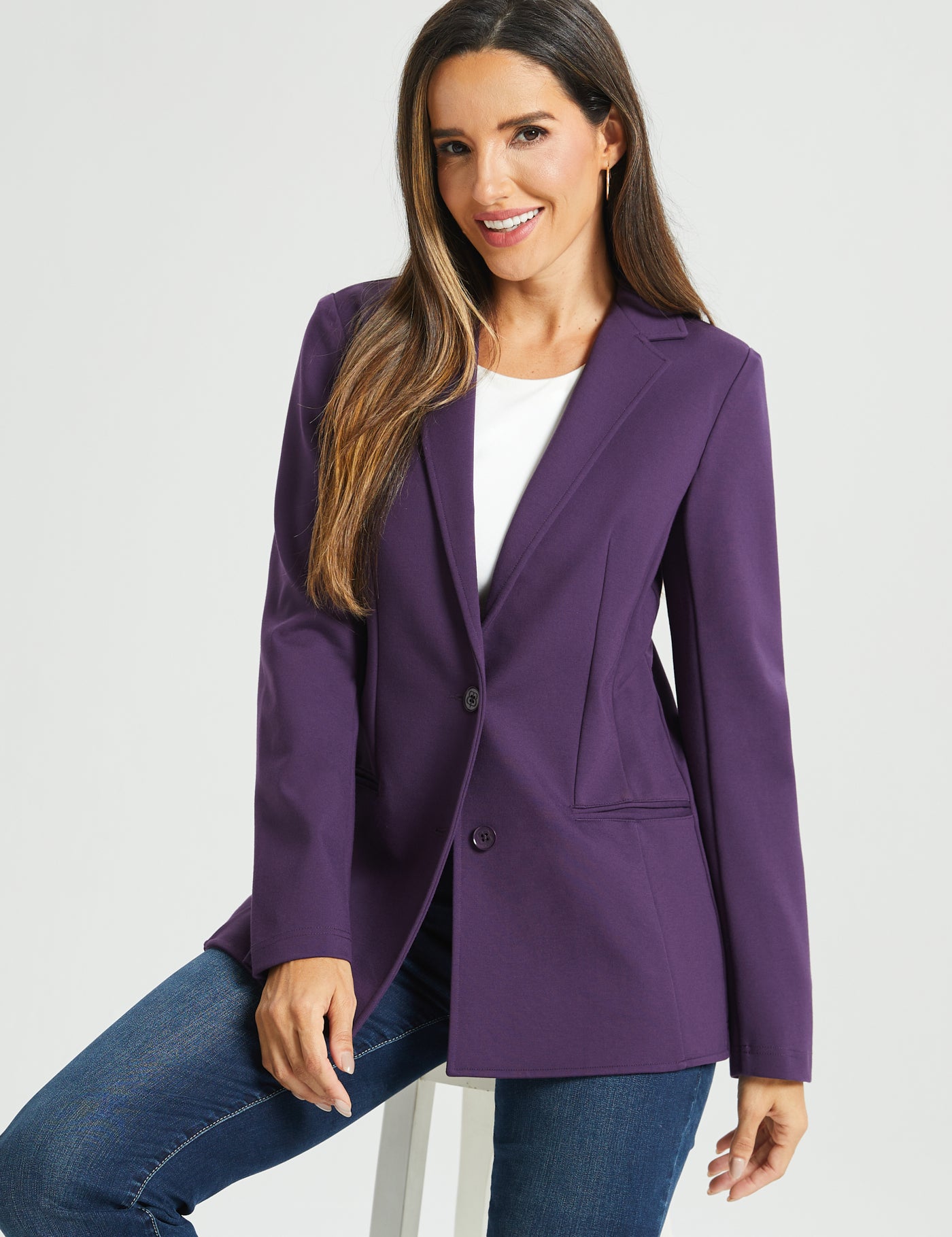 Classic Blazer | Stretch Ponte (Aubergine)