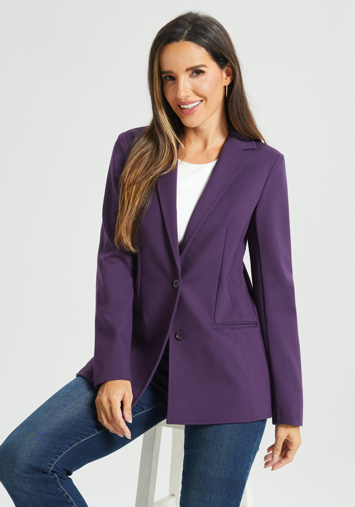 Classic Blazer | Stretch Ponte (Aubergine)