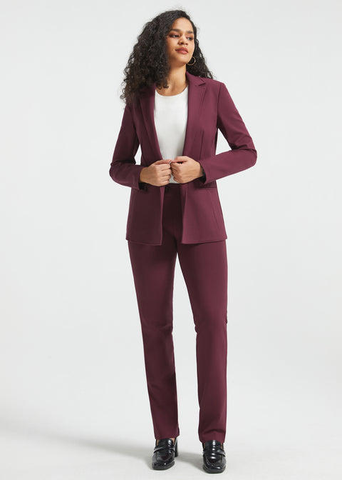 Classic Blazer | Stretch Ponte (Burgundy)