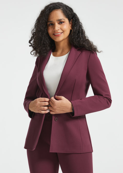 Classic Blazer | Stretch Ponte (Burgundy)