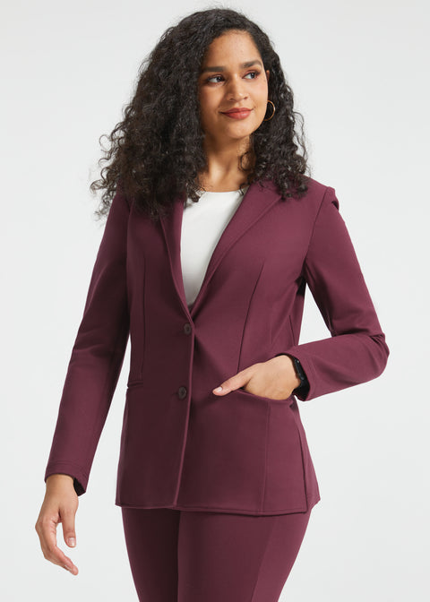 Classic Blazer | Stretch Ponte (Burgundy)