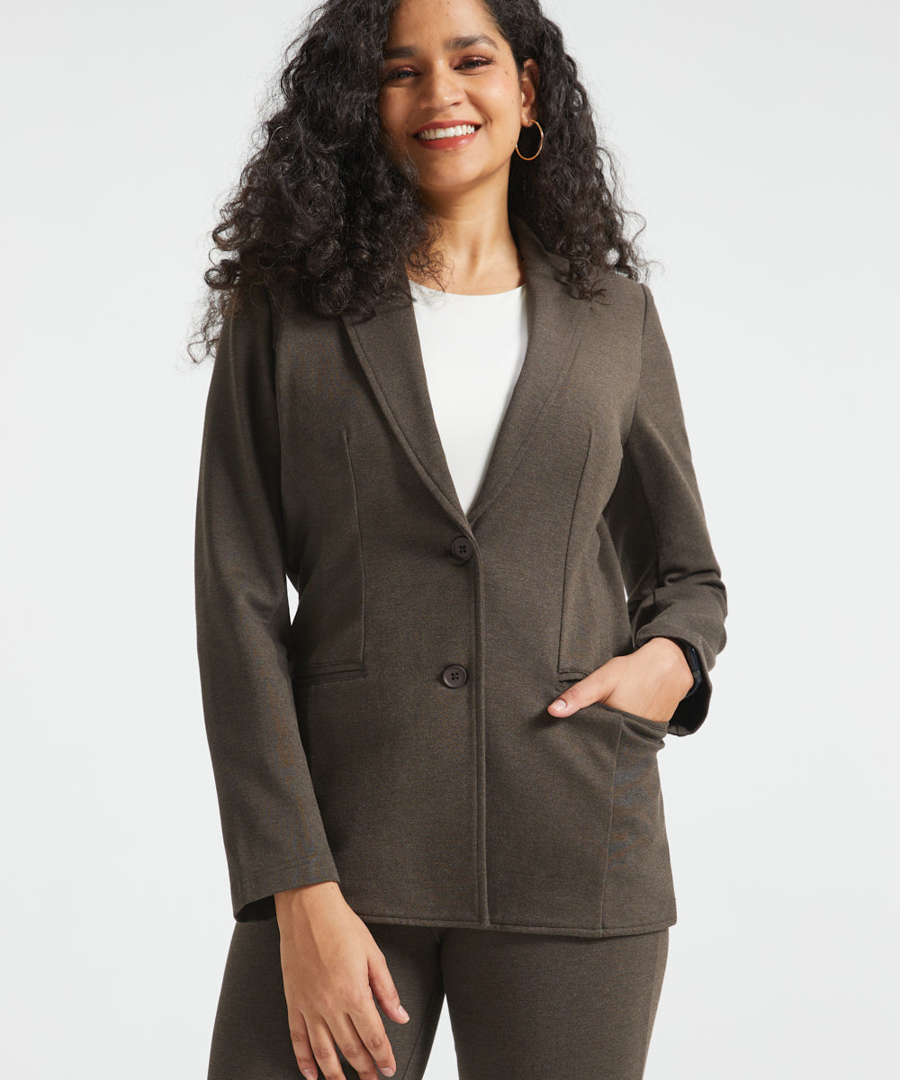 PRESALE ⏰ Classic Blazer | Stretch Ponte (Heather Brown)