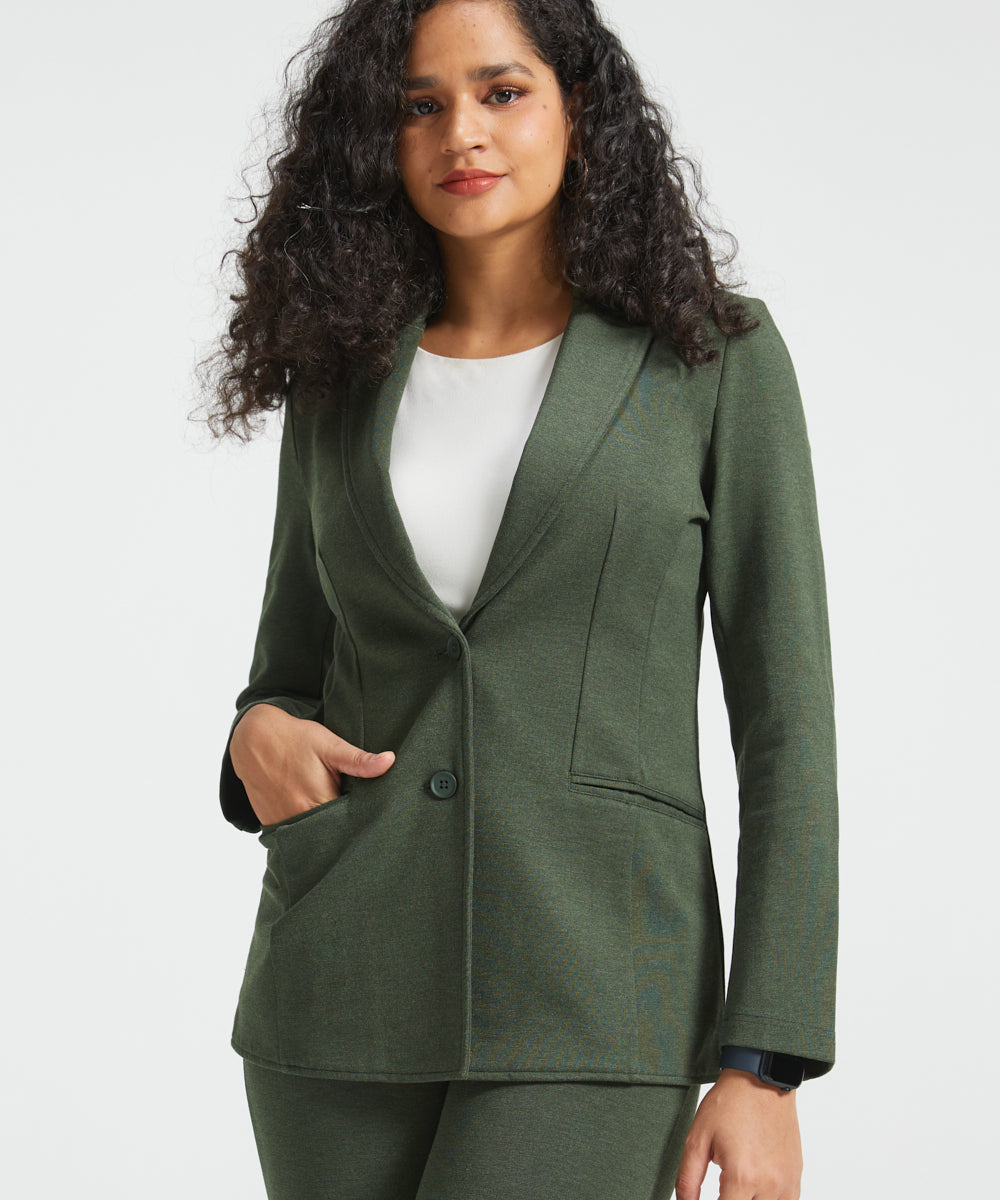 PRESALE ⏰ Classic Blazer | Stretch Ponte (Heather Olive)