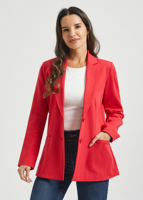 Classic Blazer | Stretch Ponte (Red)