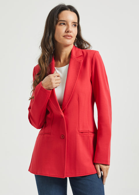 Classic Blazer | Stretch Ponte (Red)