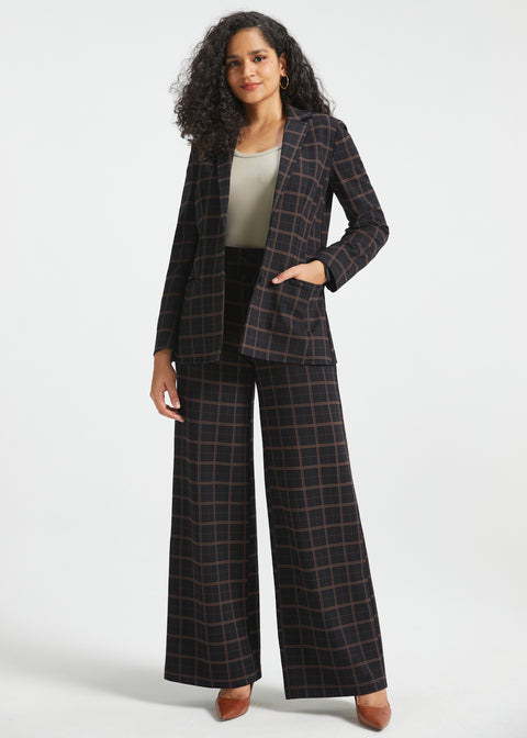 Classic Blazer | Stretch Knit (Black Brown Plaid)