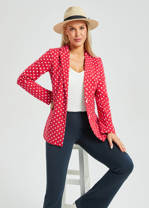 PRESALE ⏰ Classic Blazer | Stretch Ponte (Red White Dot)