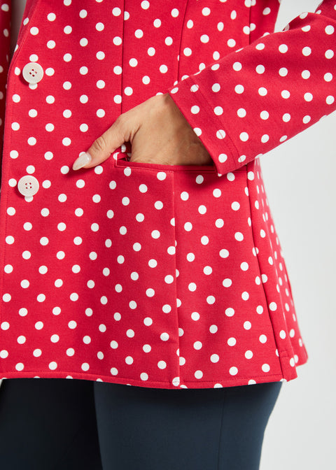 PRESALE ⏰ Classic Blazer | Stretch Ponte (Red White Dot)