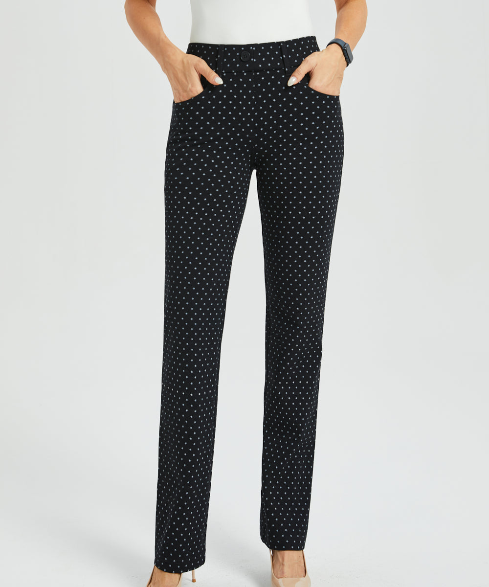7-Pocket DPYP™ Dress Pant Yoga Pant | Straight (Black White Star)