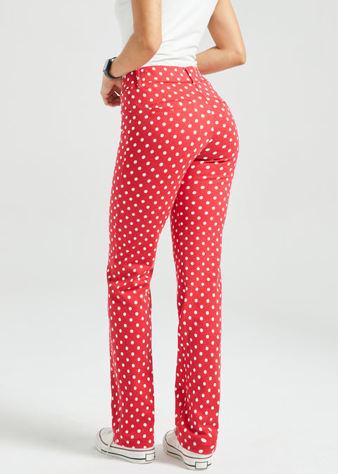 7-Pocket DPYP™ Dress Pant Yoga Pant | Straight (Red White Dot)